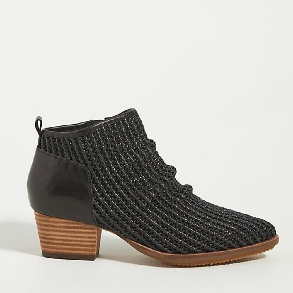 Kelsi Dagger Brooklyn Anthropologie Ego Waffle Leather Ankle Boot Black 5.5 NWT